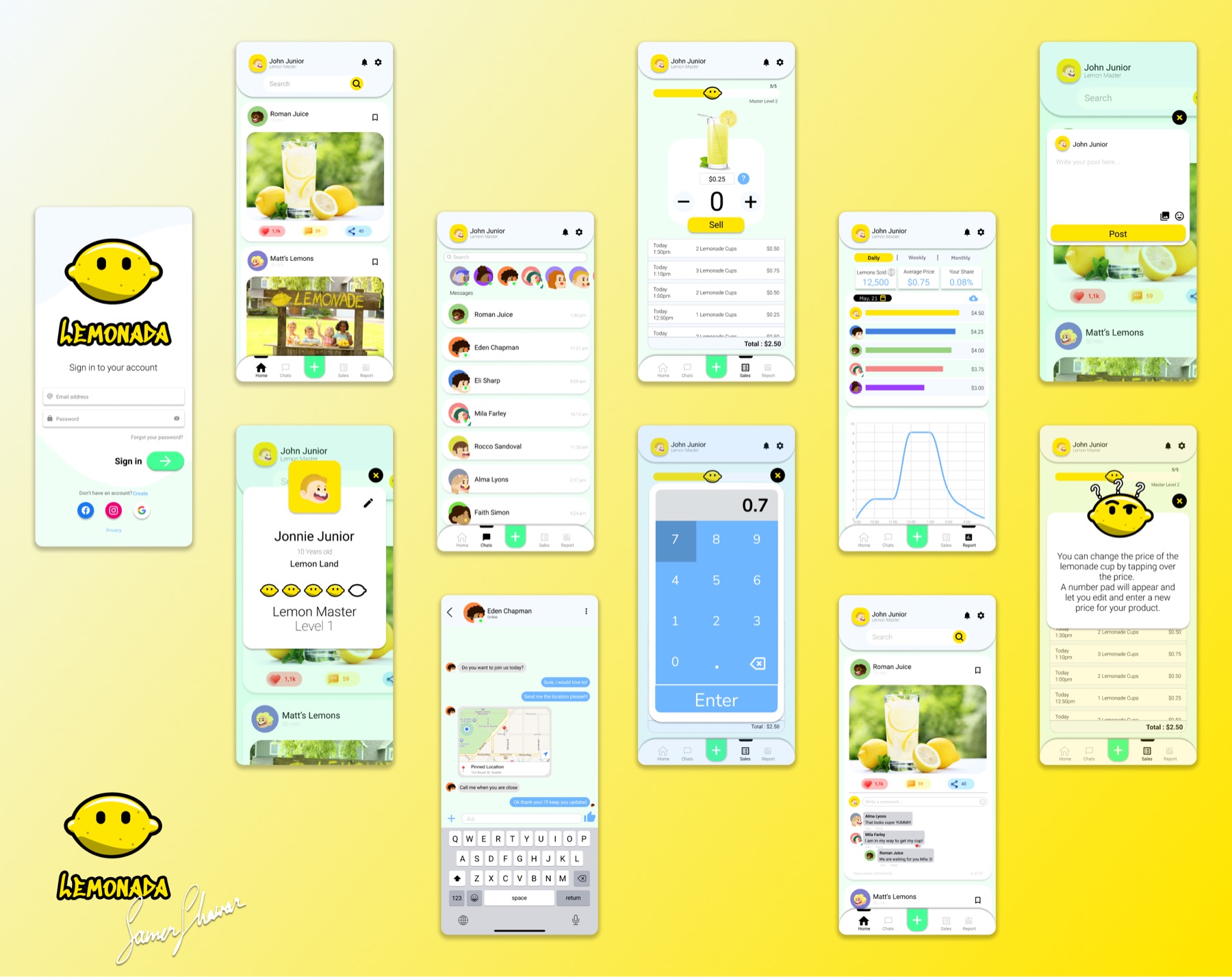 Lemonada app screens